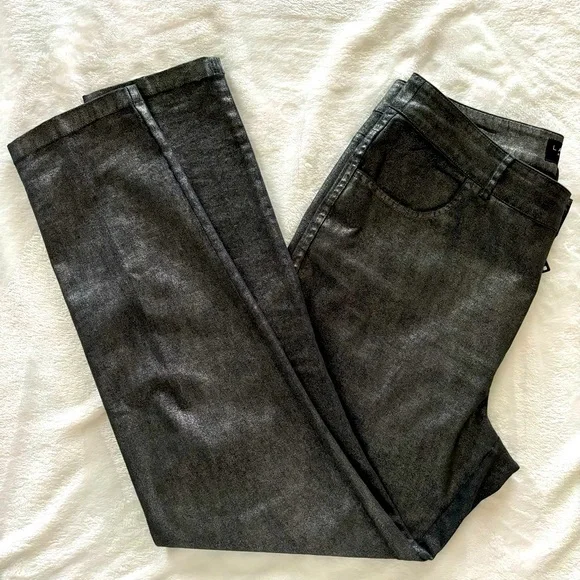 LAUNDRY by Shelli Segal Black Metallic Skinny Cropped Pants--EUC--8 - Picture 13 of 16